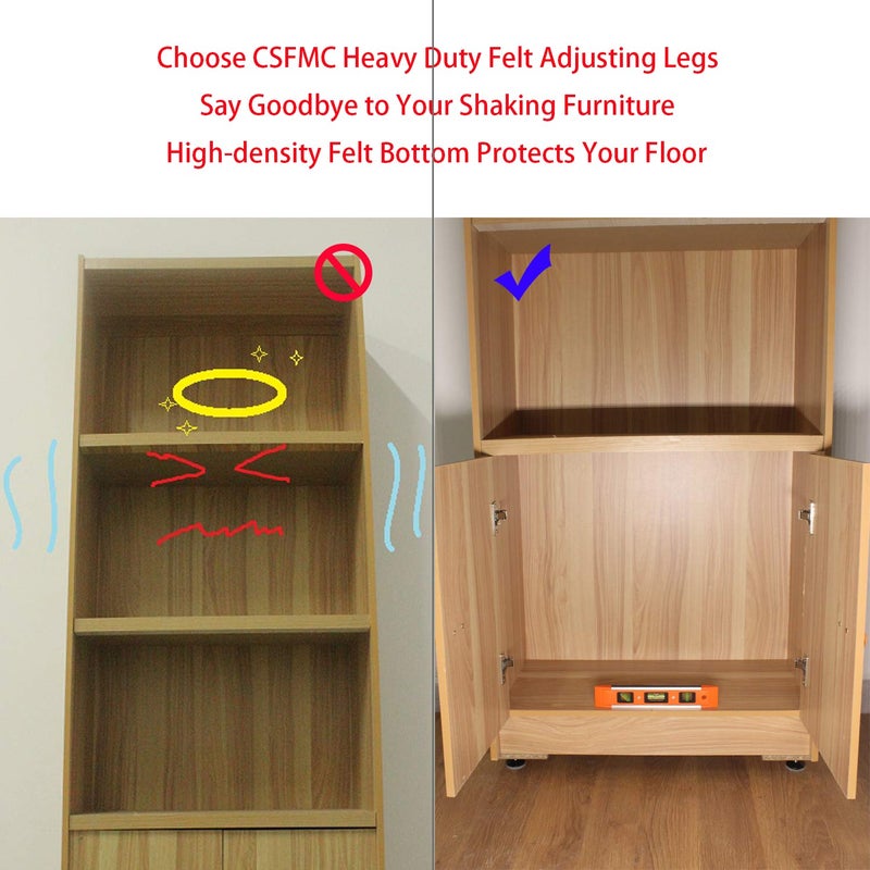CSFMC Adjustable Leg on Solid Wood Furniture Feet,Table and Chair Levelers Legs,5/16 in Bolt, 1.5 in Base Diameter (4 pcs) - Image 2